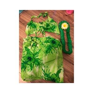 Green 2 Piece Set Hawaiian Fancy Costume